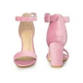 thumbnail image 5 of BLISSFUL STEP High Block Heel Buckle Ankle Strap Sandals for Women Pink 10, 5 of 6