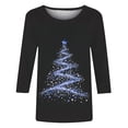 thumbnail image 4 of Holiday Gifts! Titcea Christmas Shirts for Women 3/4 Sleeve Crewneck Glitter Xmas Tree Print Pullover Christmas Sweaters 2024 Fashion Casual Tops, 4 of 4
