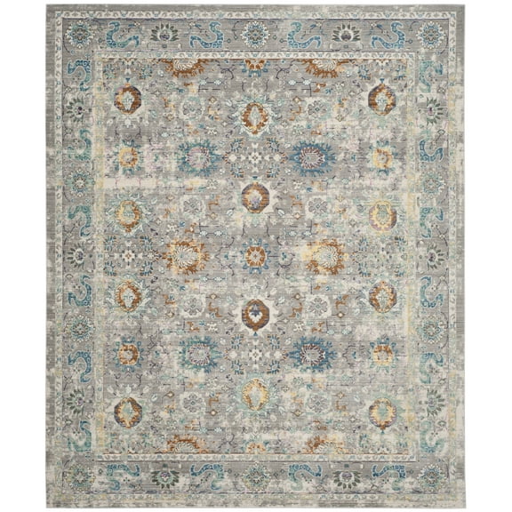 SAFAVIEH Mystique Kevin Distressed Polyester Area Rug, Grey/Multi, 8' x 10'