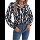 thumbnail image 3 of Camisa de Larga con Botones Geométricos para Mujer, Blusa Informal Ajustada con Cuello y Estampado Integral. y Negro L, 3 of 10