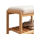 thumbnail image 5 of Natural Solid Wood Shoe Bench Rack with Storage, Beech Wood Shoe Bench Entryway Storage Bench with High Rebound Sponge Cushion, 27.5" Shoe Storage Bench Rack Organizer for Entryway Bathroom Bedroom, 5 of 9