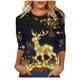 thumbnail image 2 of Puntoco Blusa de manga larga con estampado de cuello redondo informal de moda navideña para mujer Puntoco Puntoco-7051, 2 of 6