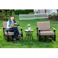 thumbnail image 2 of Kullavik 3 Piece Patio Outdoor Aluminum Metal Swivel Rocking Chair with Coffee Table and 5.1 Inch Cushion Outdoor Metal Swivel Rocking Chair Furniture Conversation Set for Porch Garden - Khaki, 2 of 9