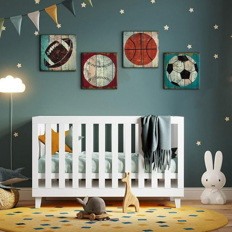 Vintage Football Wall Art Boys Room Decor Sports Art Boys Nursery