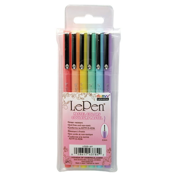 Uchida LePen Pen Set, 6-Colors, Pastel