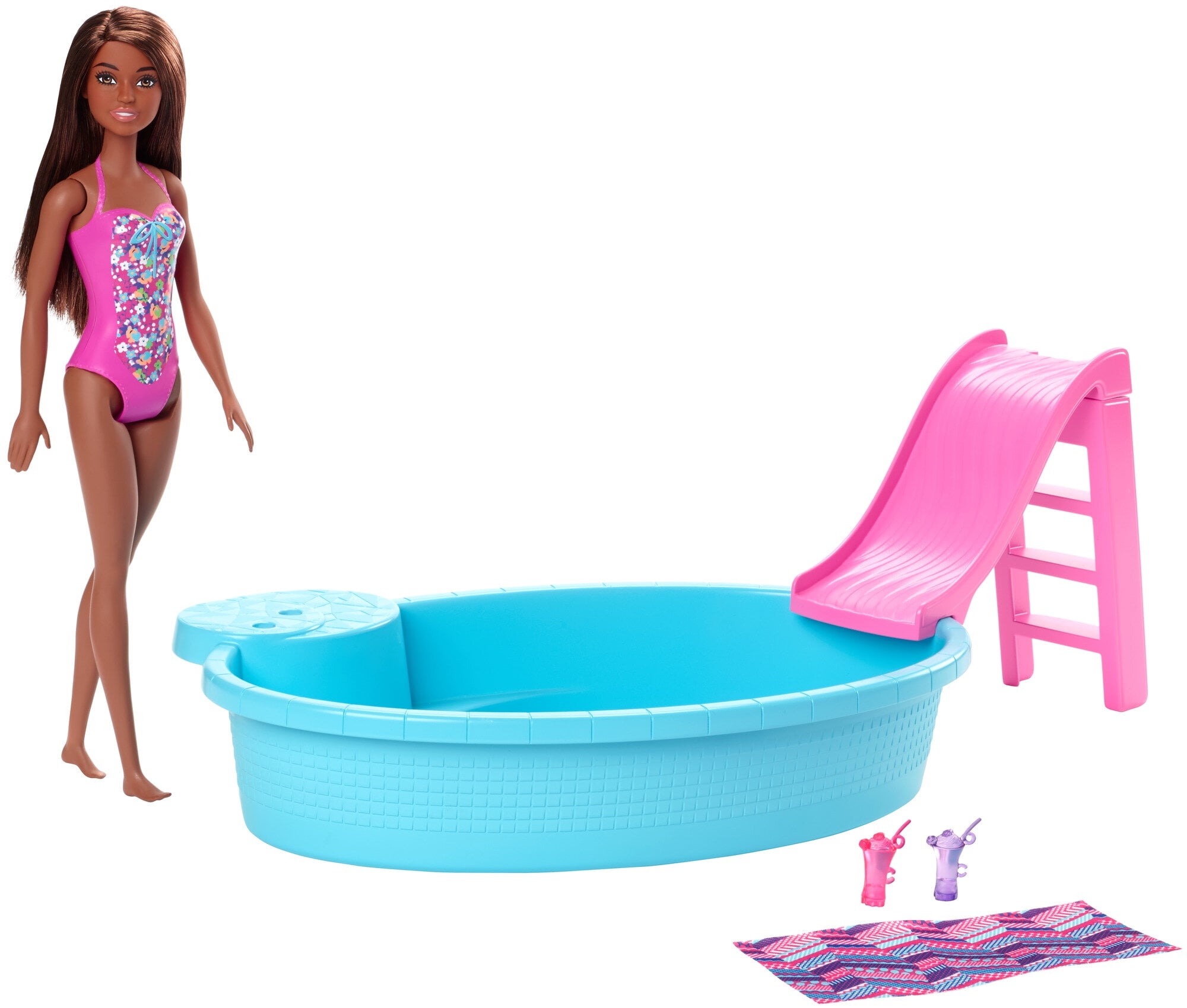 Barbie Estate Playset with Brunette Barbie Doll, Pool, Slide & Accessories