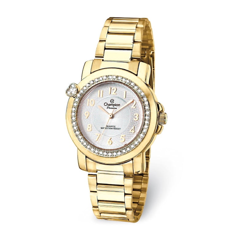 Champion Ladies Passion Gold-tone White Dial Crystal Bezel Watch Champion Passion IP-plated Crystal Bezel White Dial Watch  main image 2
