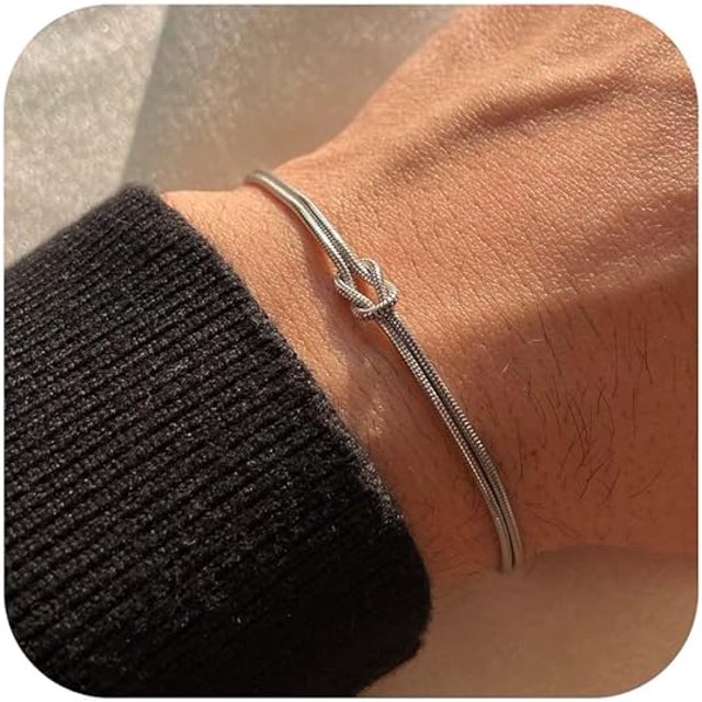 Pulseras de oro para mujer Pulsera de nudo de amor chapada en oro real de 14 quilates Pulsera de cadena de serpiente delicada Pulsera de infinito Joyas de oro ajustables Regalos para mujeres