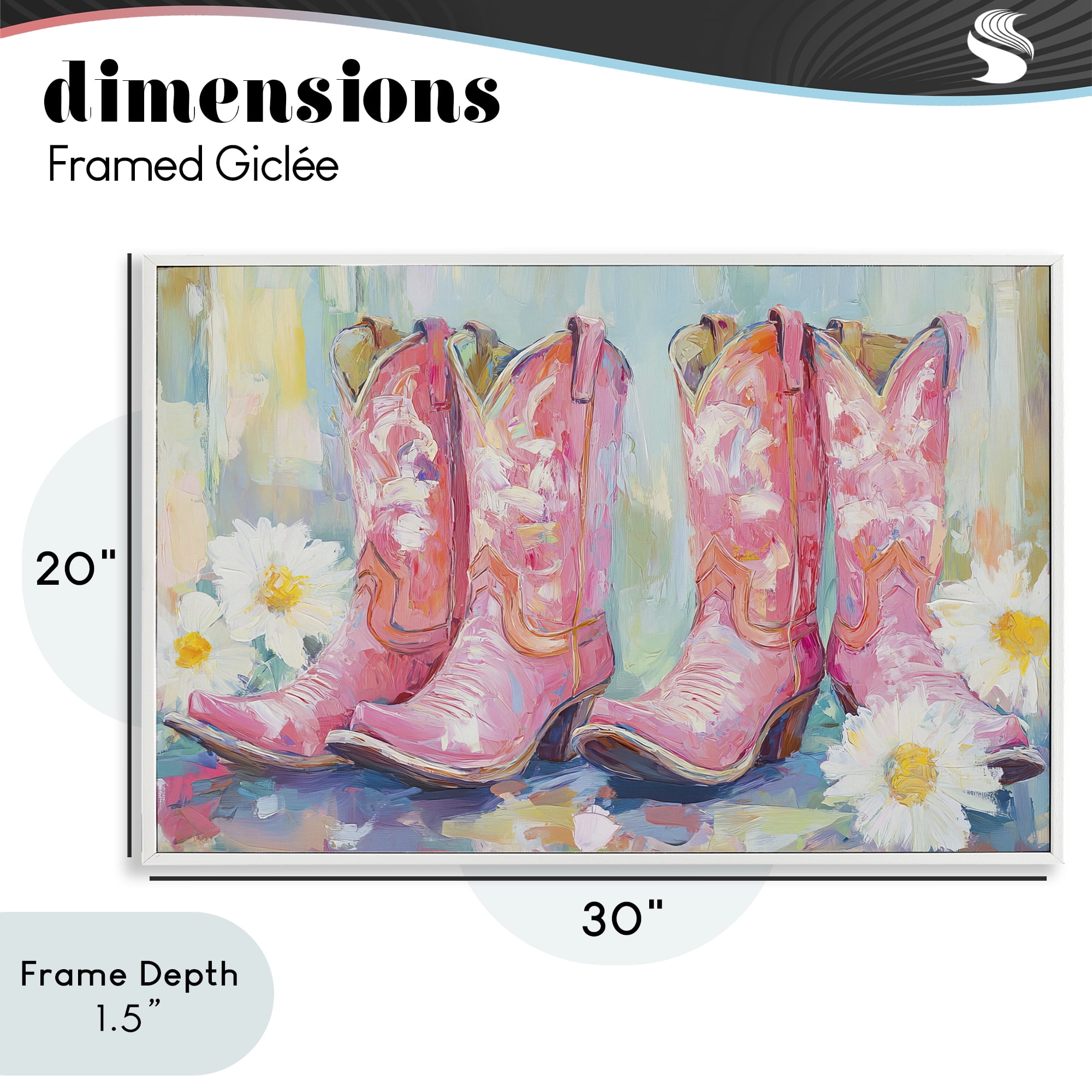 Stupell Industries Pink Cowgirl Boots Pairs White Framed Giclee Art, design by Tina LeCour