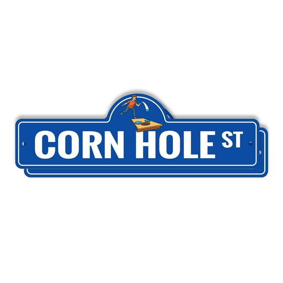Cornhole (2 Pack) Plastic Street Sign - 6 Inch X 18 Inch Gift Game Outdoor Toss Beanbag Sports Party Tailgate Fun Challenge Family Event