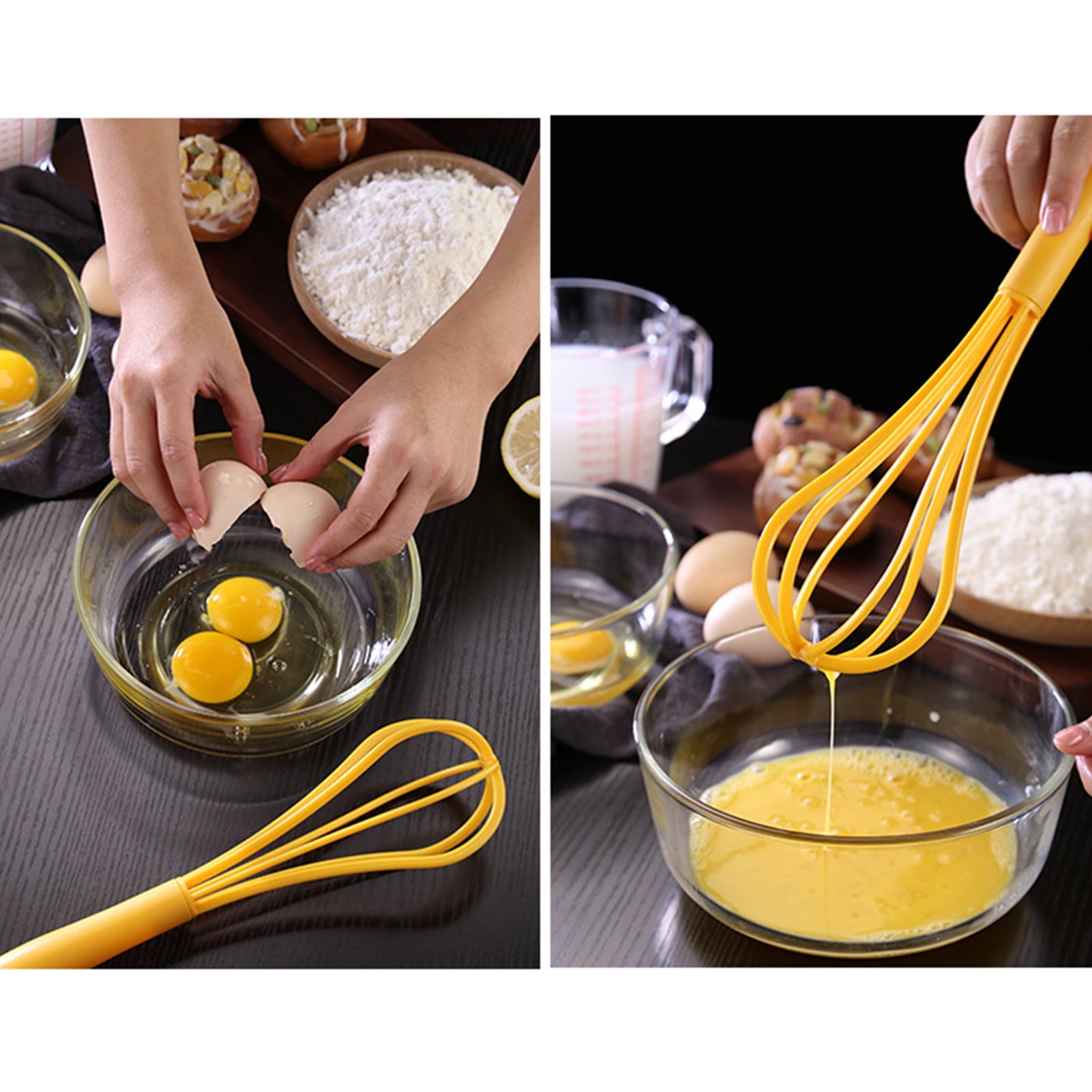 11 Flat Silicone Whisk Manual Egg Beater Mixer Kitchen Baking Utensil Milk  Cream Butter Whisk Mixer