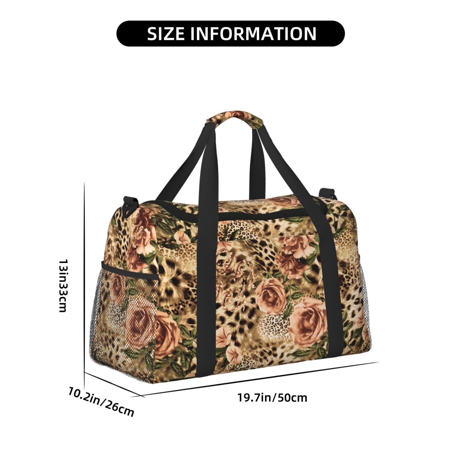 Fuzoiu Animal Leopard Print Travel Duffle Bag,Carry On Tote Bags,Duffel Bag,Sport Gym Bag, Hospital Bag for Labor and Delivery, Overnight Bag,Luggage Bag