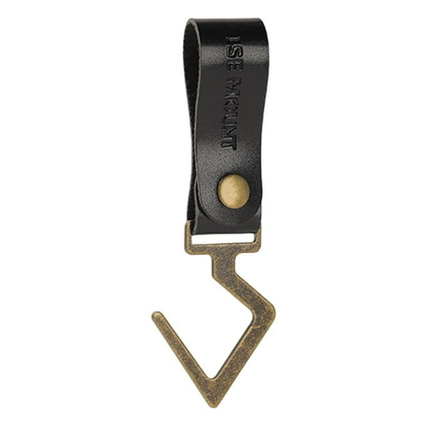 Gancho para suministros de campamento Gancho para llaves en forma de S de cuero PU para picnic Senderismo (Negro)