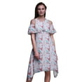 thumbnail image 1 of Bimba Robe d'Été Style Chic à Épaules Dénudées Imprimé Oiseau Bleu pour Femmes - X-Small, 1 of 6