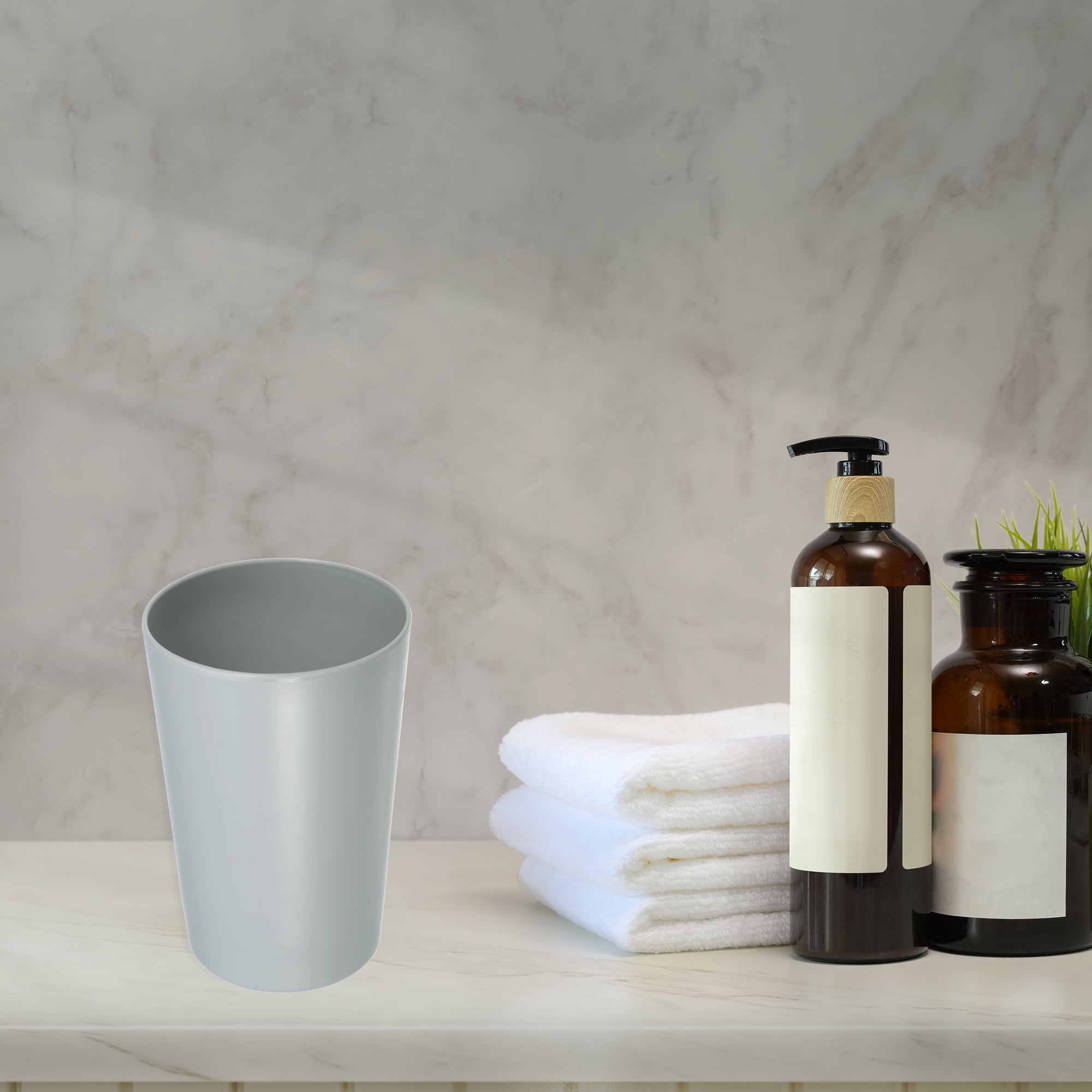 Unique Bargains 2Pcs Bathroom Toothbrush Tumblers Cup for Kitchen Color Gray 4.52"x3.03"
