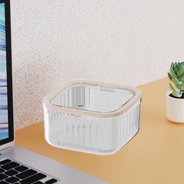Mini bote de basura de escritorio con tapa a presión, de plástico blanco o gris, tamaño compacto de 15 x 15 x 8 cm o 15 x 15 x 14 cm para una fácil eliminación y control del desorden, ideal
