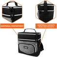 thumbnail image 4 of OPUX Insulated Dual Compartment Lunch Box Men Women | Leakproof Double Deck Lunch Bag Work Office | Soft Cooler Tote Shoulder Strap Adult | Reusable Thermal Lunch Pail Kit 12 Can Light Gray, 4 of 7