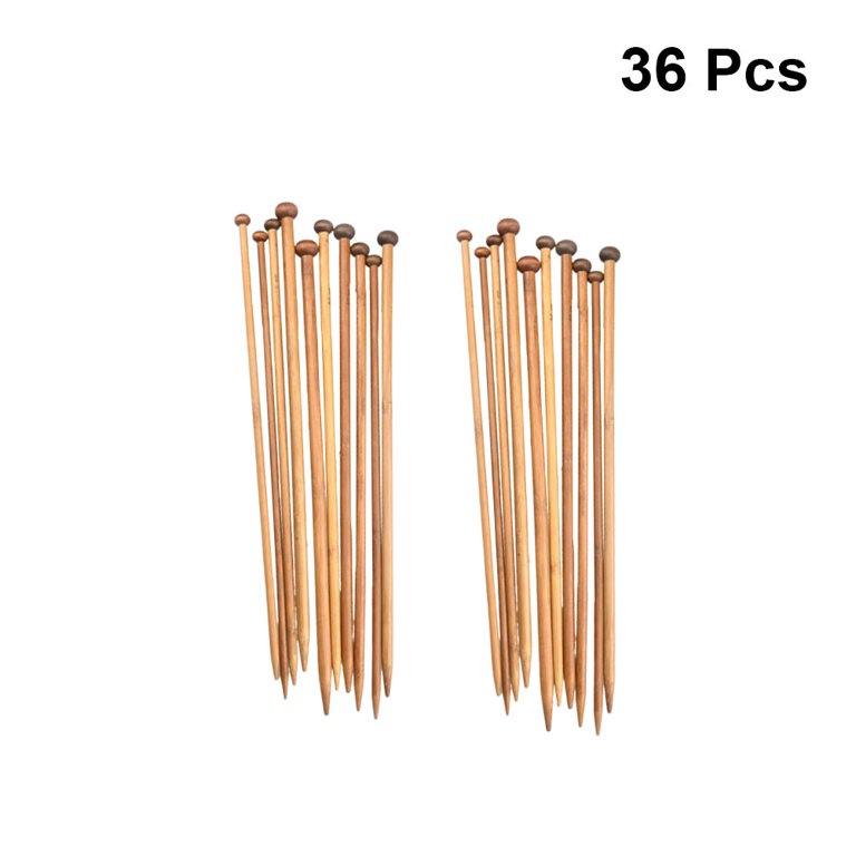 18 Pair 35cm Bamboo Knitting Needles Set Single Pointed Knitting Needles  Handmade Long Sweater Straight Needle Kit for Home DIY Sewing (Deep Yellow)  