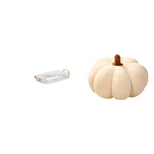 Bandeja organizadora rectangular nórdica para tocador, ideal para comedor, oficina, hogar o dormitorio. Incluye un cojín decorativo de calabaza de Hal