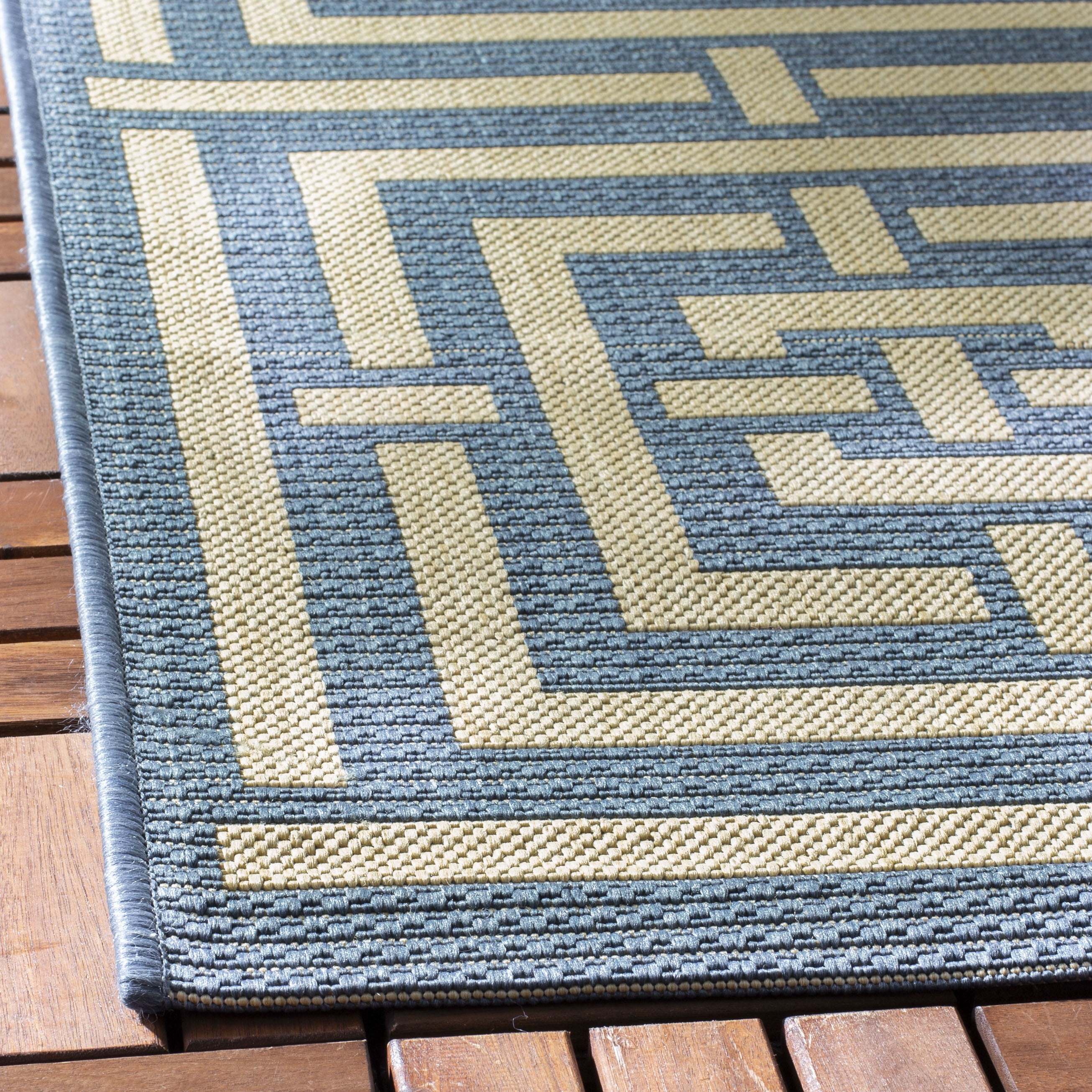 Safavieh Courtyard Ariana Geometric Indoor/Outdoor Area Rug, Blue/Bone, 9' x 12'