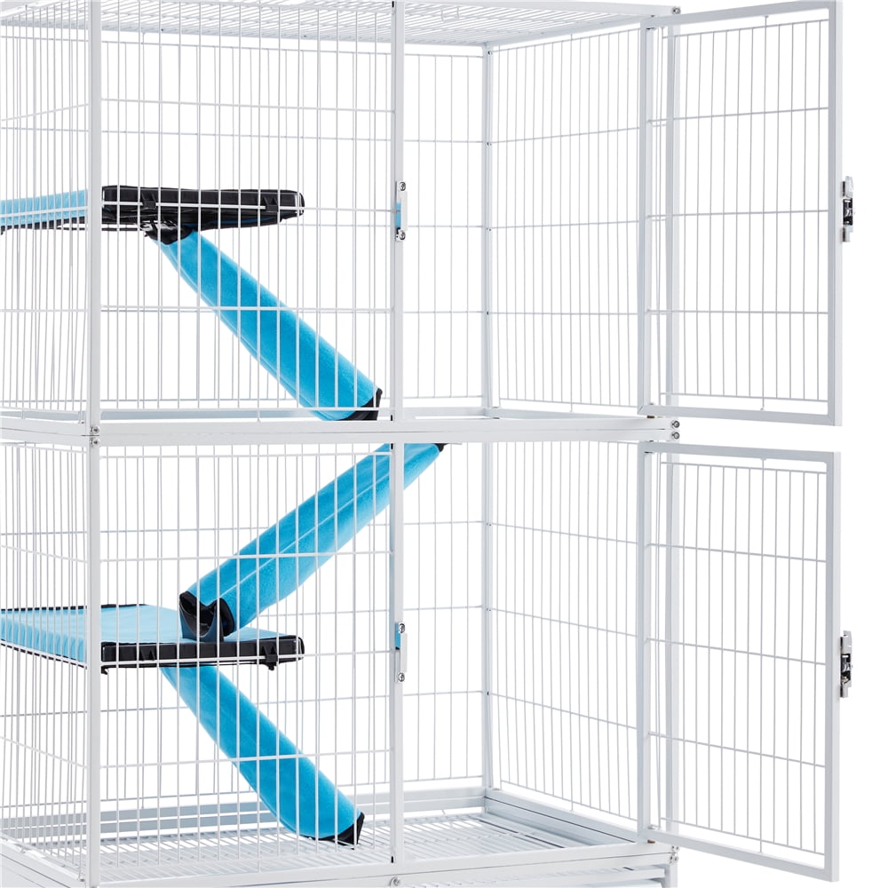 Renwick Two Story Small Animal Cage with 2 Removable Ramps, White