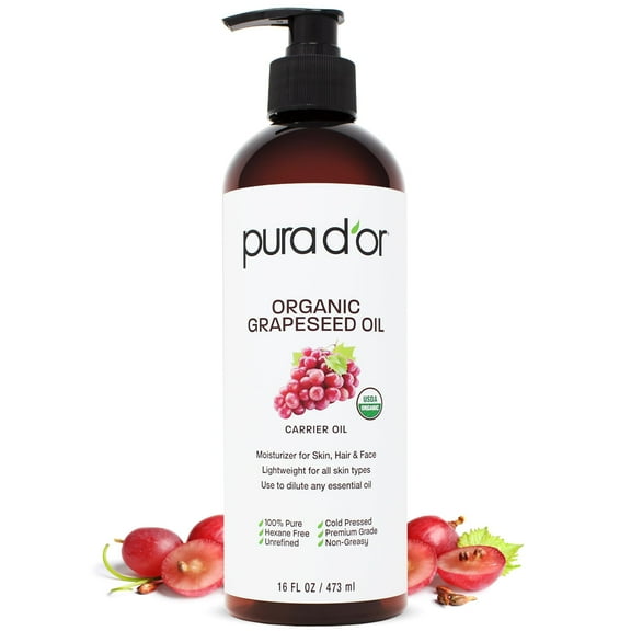 PURA D'OR ORGANIC Grapeseed Oil, 16 Fl Oz