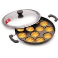 thumbnail image 4 of Premia 2-cut Gas Sandwich Toaster Black + 12 Cavity Black Appam Patra Side Handle With Lid, 23 Cm | Non-stick Inner Layer, 4 of 4