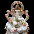 thumbnail image 3 of Ganesha Murti Statue Large 18 inches White Golden Leaf Work Ganpati Figurine Marble Ganapati Idol Vinayak Deity Ganesha Marble Big White Elephant Head God Home Decor Sculpture Home First Ganesha Gifts, 3 of 8