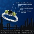 thumbnail image 2 of Gem Stone King 14K White Gold Black Onyx & Green Peridot 3-Stone Engagement Ring | 1.08 Cttw | Round 5MM and 4MM | Three Stone Wedding Anniversary Promise Ring for Women (Size 5), 2 of 6