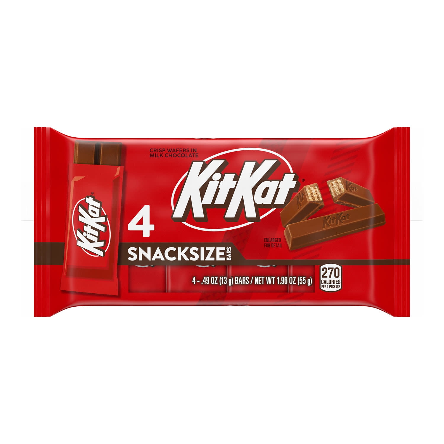 KIT KAT Milk Chocolate Wafer Snack Size, Candy Bars, .49 oz (4