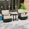thumbnail image 3 of INTER HUT Urban Anvil Metal 3 PCS Outdoor Bistro Set, Bistro Table and Swivel Chairs Set for 2, Black/Beige, 3 of 10