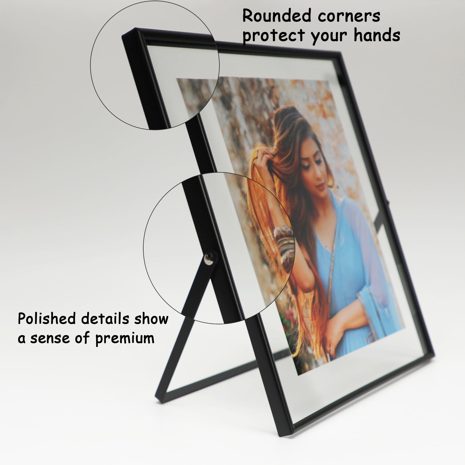 AhaGo 8x10 Black Floating Picture Frame, 2 Set, for Photo 7x9, 6x8, 5x7, Tabletop Shelf Photo Frame, Classy for Wedding, Home or Festival