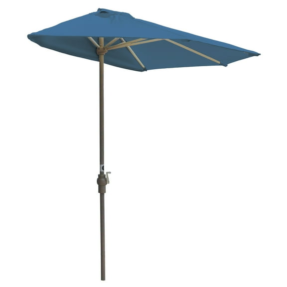 Homestock Natural Beauty Off-The-Wall Brella Olefin Half Umbrella, 7.5'-Width, Blue Canopy