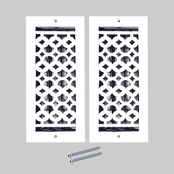 Prima Decorative Hardware Cast Aluminum Floor Register 4″ X 10″ VR-100 Pack of 2 - White, With holes and matching screws