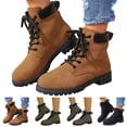 thumbnail image 1 of Dakaela Bottes de Randonnée et de Combat pour Femmes Imperméables à Lacets Bottines de Travail à la Cheville Automne Hiver Décontractées à Enfiler Bottillons Courts Vert 7, 1 of 7