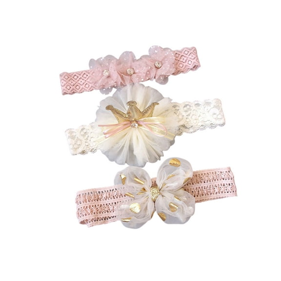 3Pcs Baby Girls Lace Headbands Set Sweet Polka Dot Bowknot Flower Crown Hair Band Infant Princess Photography Props