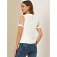 thumbnail image 5 of DARING DIVA Women's Polka Dots Mesh Peter Pan Collar Blouse L White, 5 of 6