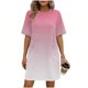 thumbnail image 1 of Mujeres Manga Corta Tops Impresión Casual Cuello Redondo Vendaje Vestido Falda de las Señoras, Vestido de Manga Corta para las Mujeres Primavera Verano Uso Diario, 1 of 6