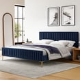 thumbnail image 3 of Omax Decor Julia Upholstered Fabric King Platform Bed in Blue Velvet, 3 of 4