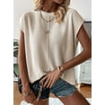 thumbnail image 6 of Womens Cap Sleeve Tops Casual Crew Neck Loose Fit Knit Light-Weight Sweater Pullover Top S, 6 of 9