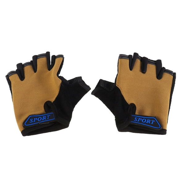 1 Pair Kids Sports Half Finger Sports Mountain Climbing Gloves Cycling Gloves for Children (Sand Color)