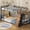 Brown, variant on Bunk Bed Twin Over Twin with Bookshelf, 4 Storage Drawers, Metal Low Bunk Bed with Power Outlet & RGB Lights, Clothing Rack & Shelves, Guardrail & Ladder, Pink
