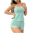 thumbnail image 3 of Ahuyic Womens Summer Plus Size Pajamas, Womens Casual Homewear Pajamas Set,Summer Womens Casual Solid Color Pajamas Set Sleeveless Top And Shorts Two Pieces Set, 3 of 5