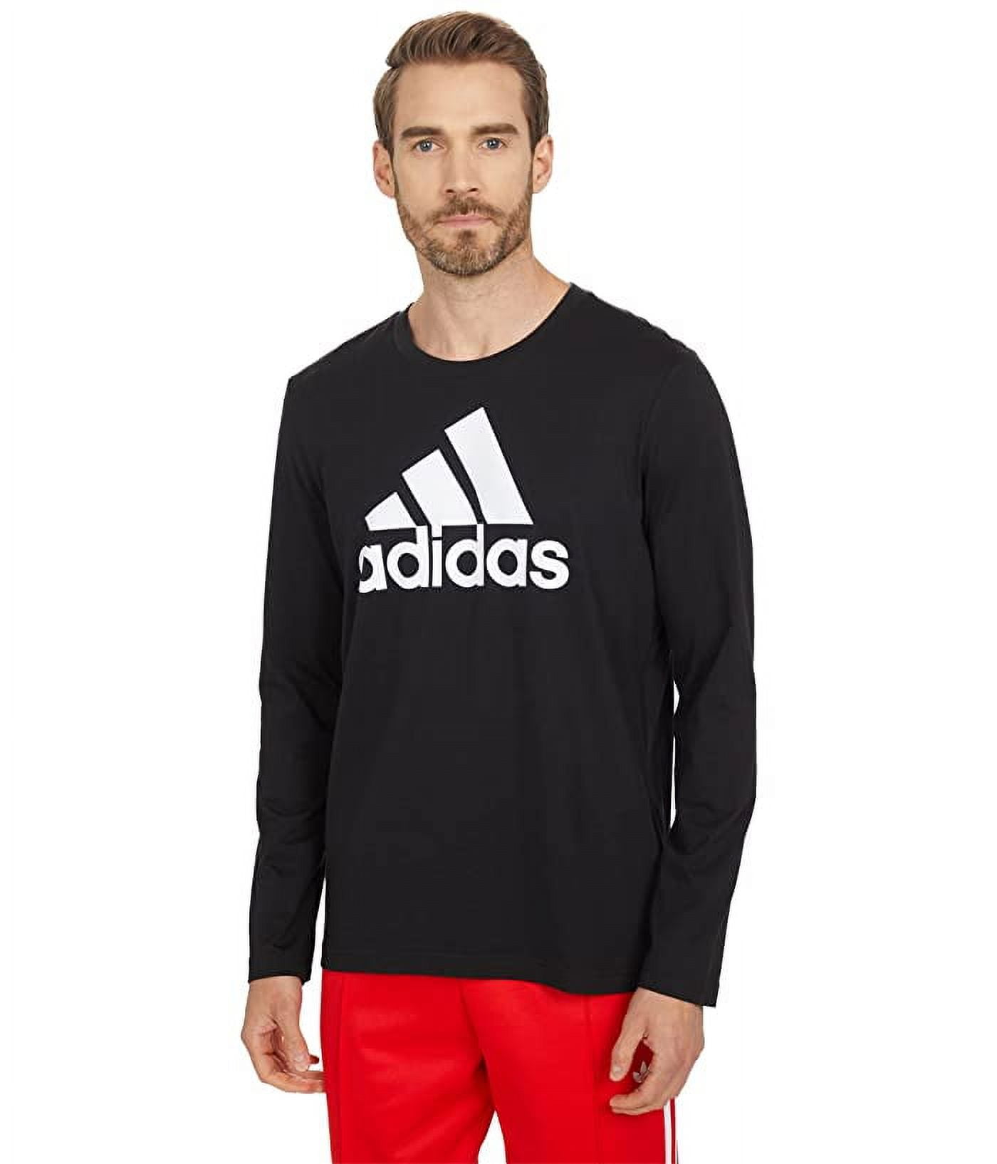 Sleeve Adidas Men\'s Long Black/White/White, Tee, Essentials X-Large