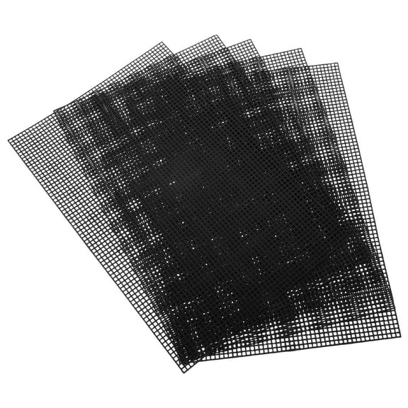 FESTFENDS Embroidery Fabric Plastic Canvas Sheets Black 5Pcs 11.8X7.9X0.04In