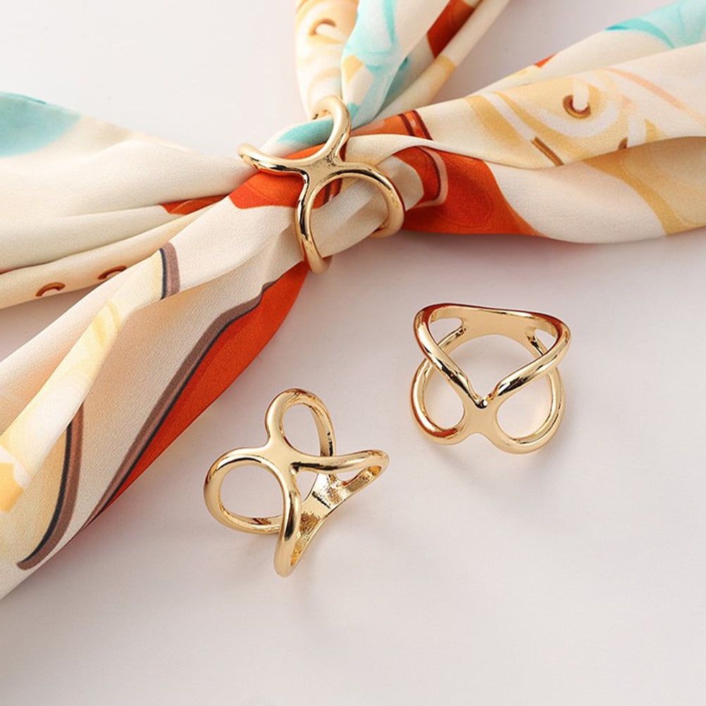 Lot De 10 Anneaux/clips Pour Foulard Ou Vêtement - 5 Modèles (cœur, Trèfle...) En Or Et Argent - Bijoux Accessoire