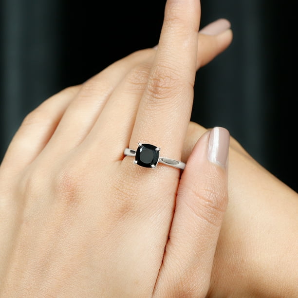 Black onyx cushion cut ring discount