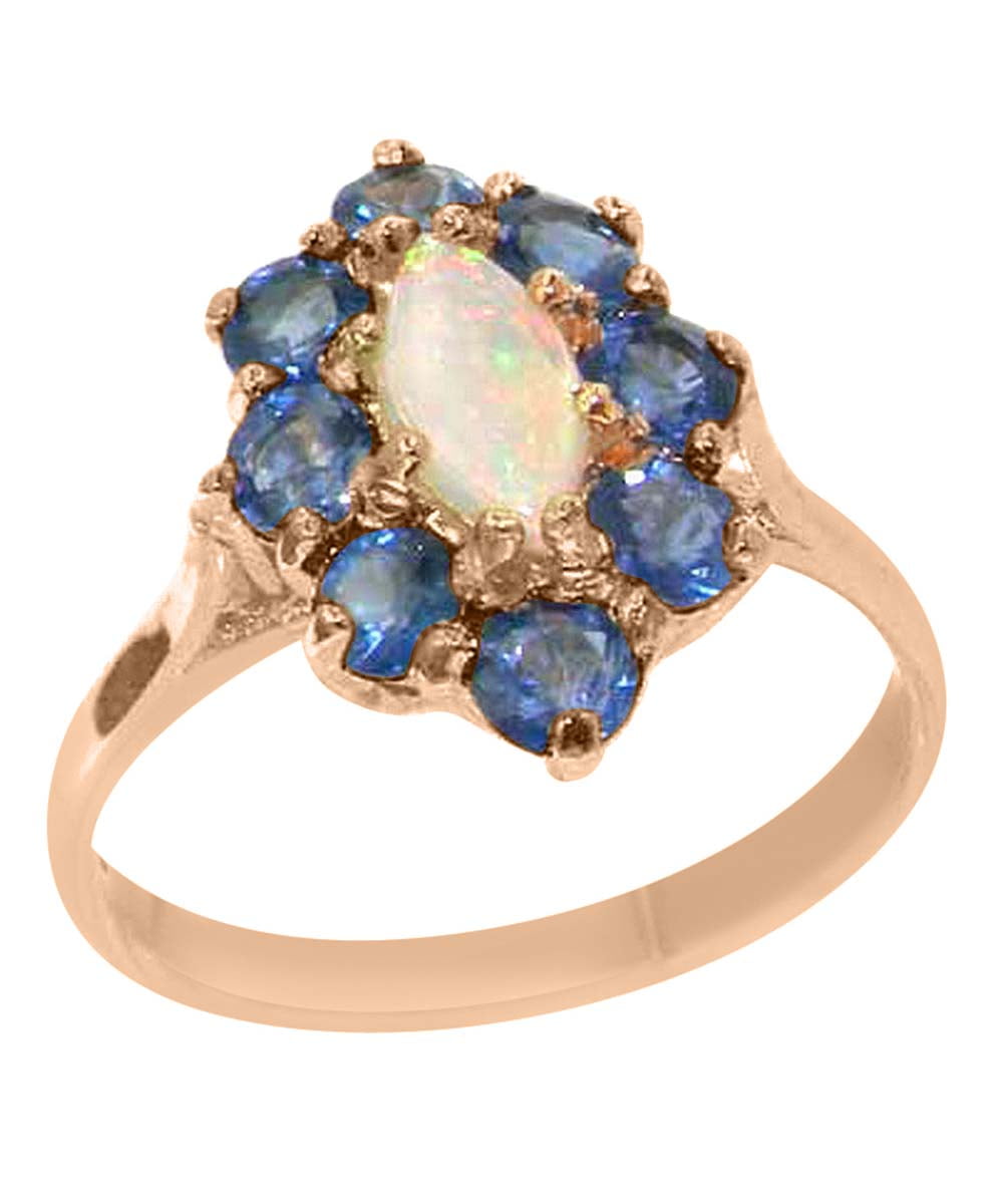 LBG British Made 9k Rose Gold Natural Opal & Sapphire Womens Statement