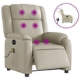thumbnail image 3 of Sillón reclinable de masaje VidaXL, de piel sintética, color crema, eléctrico, 3 of 9