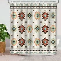 Southwestern Shower Curtain, colorful Southwest Native Aztec Tribal themed Geometric bathroom decor American Western Pattern Fabric Bathroom Accessories 72x72in